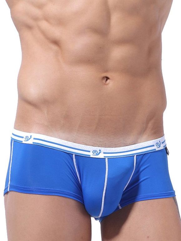 Chic Stripe design taille basse Boxer Briefs pour les hommes - Bleu S