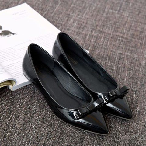 Cuir verni Ladylike et chaussures plates Bow design Femmes  's - Noir 38