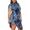 Plus Size Round Neck Printed Asymmetric Dress - multicolore 3XL
