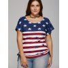 Élégant Plus Size Star Print T-shirt rayé - multicolore 5XL