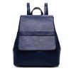 s 'Sac à dos mode Solide Couleur et PU cuir design femmes - Bleu profond 