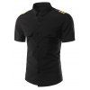Stripe Epaulet Design Turn-Down Collar Short Sleeve Men's Shirt - Noir 2XL