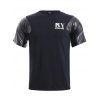 Splicing cuir PU T-shirt - Noir XL