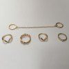 6 Piece chaîne Trendy strass Feuille V-Shape anneaux géométriques pour les femmes - d'or 