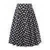 Polka Dot Vintage Imprimer taille haute jupe longue - Noir 2XL
