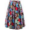 Vintage Fireworks Flower Print High Waisted Long Skirt - multicolore 2XL