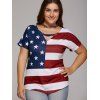 Oversized Cut Out American Flag Print T-Shirt - Rouge et blanc et bleu 5XL