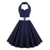 Retro Halter Chérie Neck Robe De Bal - Bleu Violet XL
