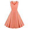 Robe évasée Vintage Couleur Pure à Encolure en Coeur pour Femme - Orange Rose L