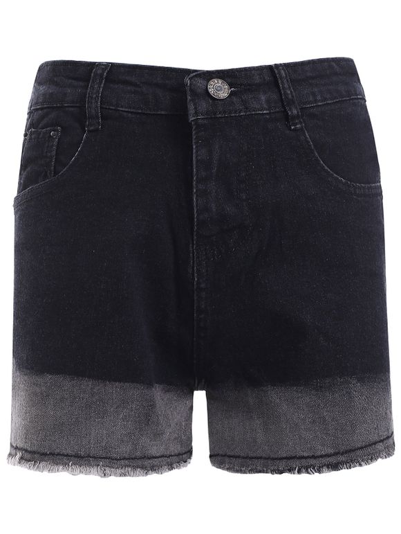 Gradient couleur taille haute Denim Shorts d 'Simple Femmes - Noir M