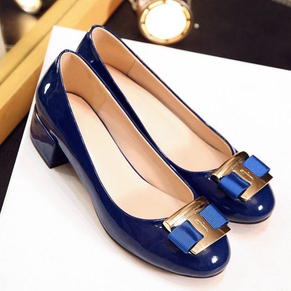 Métal Casual cuir verni et design Femmes  's Chaussures plates - Bleu 39