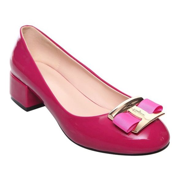 Métal Casual cuir verni et design Femmes  's Chaussures plates - Rose Rouge 38