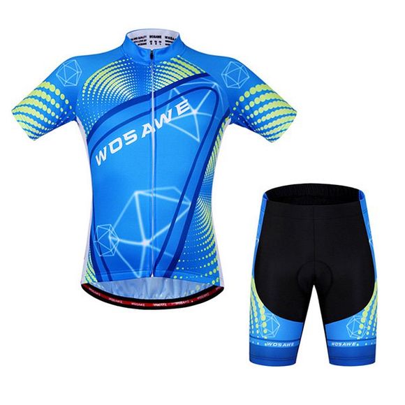 Costumes Chic Blue Style Zipper manches courtes et shorts cyclisme pour unisexe - Bleu et Noir M