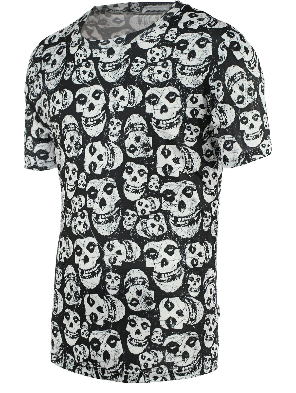 

Fashion Tiny Skulls Print Round Neck Short Sleeves Tee For Men, Colormix