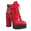 s 'Short Bottes Plateforme Trendy et Motif Star Design Femmes - Rouge 39
