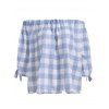 Sweet Off-The-Shoulder Bowknot Blouse For Women - Bleu clair ONE SIZE