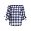 Sweet Off-The-Shoulder Bowknot Blouse For Women - DEEP BLUE ONE SIZE