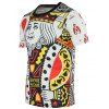 T-shirt Imprimé Poker King à Col Rond et Manches Courtes pour Femme - multicolore 2XL