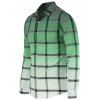 Mode dégradé de couleur pied de col à manches longues Chemise à carreaux pour les hommes - Vert 2XL