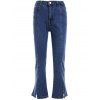 Femmes Chic  's Pants Side Slit Denim Boot Cut - Bleu Toile de Jean L