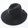Trendy Faux Suede plaqué or Retour Zipper Fedora Hat pour les femmes - Noir 