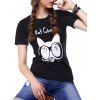 T-shirt à Imprimé Dessin Animé à Col Rond pour Femme - Noir M