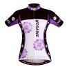 Sweet Purple Flower Design Zipper Jersey Cyclisme court pour les femmes - Noir et Violet S