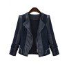 Plus Size Chic Zipped Leather Patchwork Jacket For Women - BLUE 5XL