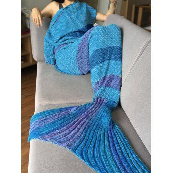 Crochet Stripe Pattern Mermaid Tail Shape Bedding Blanket