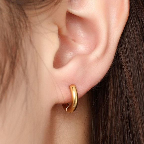 Paire de mode plaqué or massif Couleur Micro Hoop Boucles d'oreilles pour les femmes - d'or 