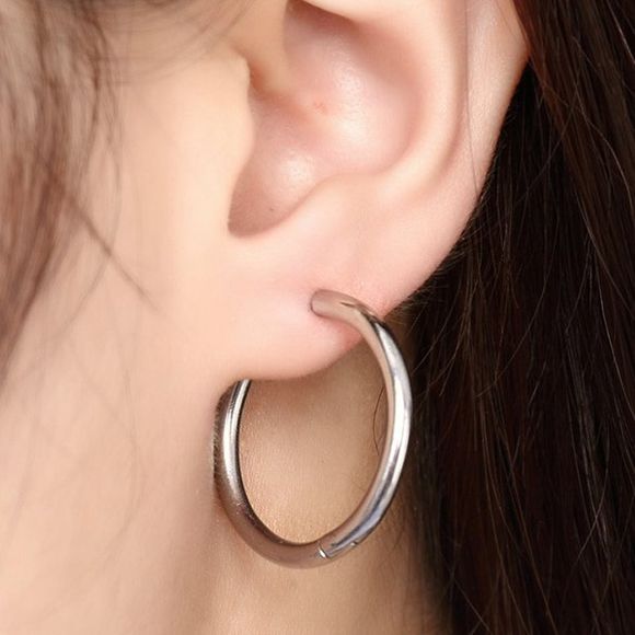 Paire de Boucles d'oreilles en bref Solide Couleur Moyen pour les femmes - Argent 