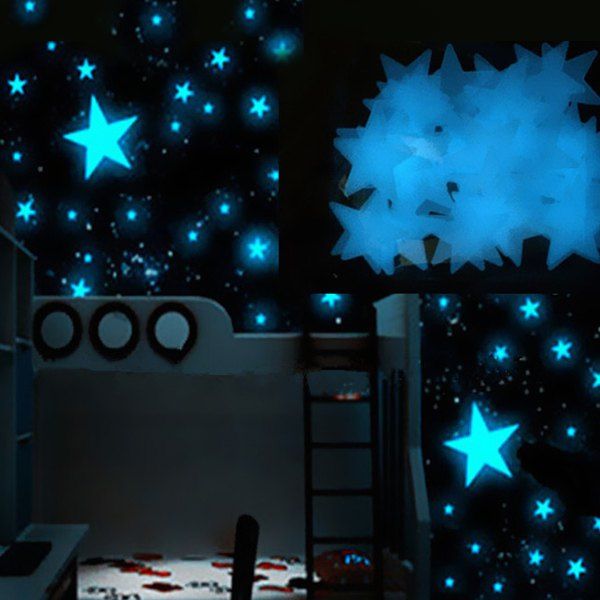 

Chic 3CM 100Pcs Dark Blue Stars Glow In The Dark Plastic Wall Stickers, Deep blue