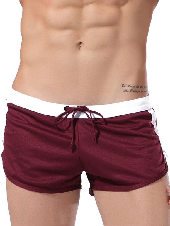 Casual Drawstring Baudrier Sporty Shorts For Men - Rouge vineux M
