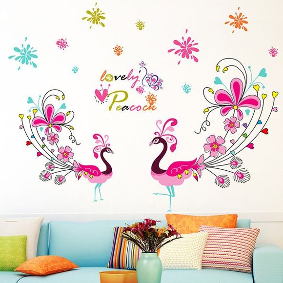 Stickers Chic 1 Pcs amour Peacock Living Room PVC amovible Mur - multicolore 
