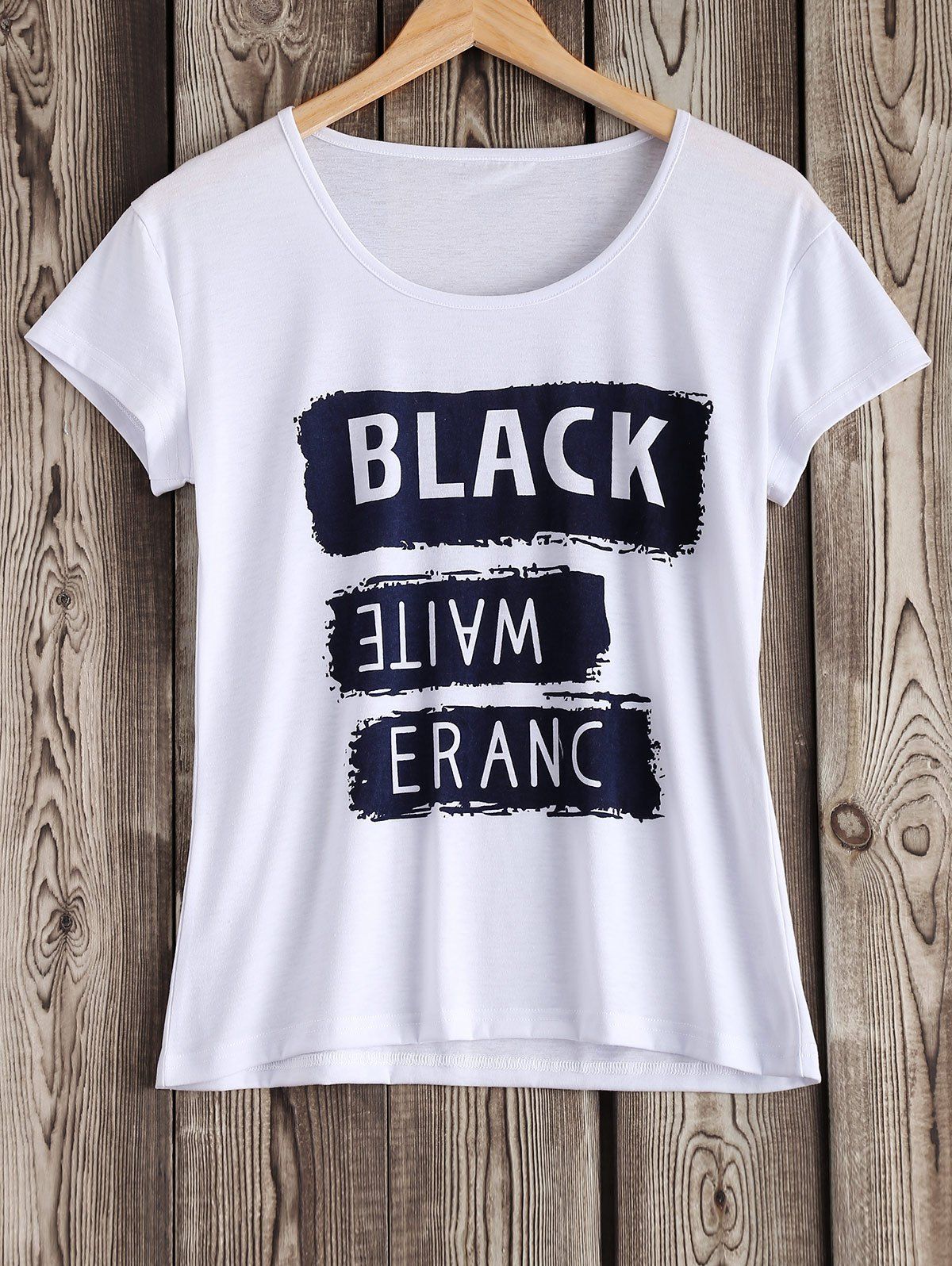 

Casual Letter Pattern Tee, White