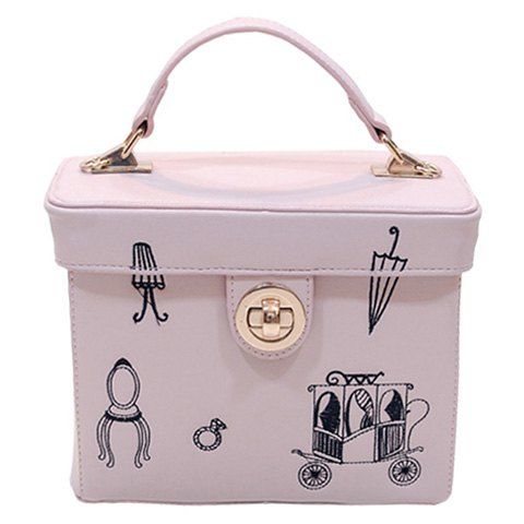 Stylish PU Leather and Print Design Women's Tote Bag - Rose 