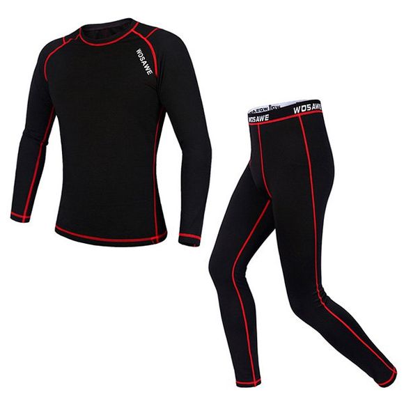 Chic Warmth Qualité Fleece thermique Base Layer Cycling Jersey + pantalons pour unisexe - Rouge et Noir L