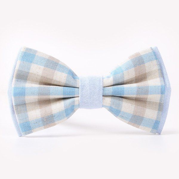 

Stylish Tartan Pattern Banquet Wedding Party Double-Deck Bow Tie, Light blue