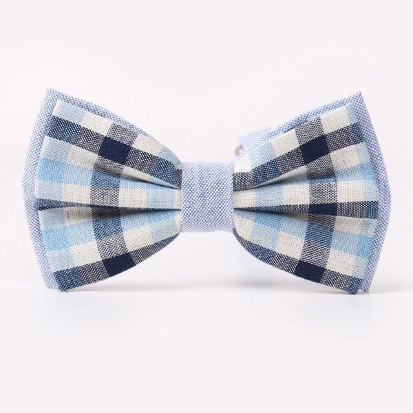 

Stylish Tartan Pattern Banquet Wedding Party Double-Deck Bow Tie, Cadetblue