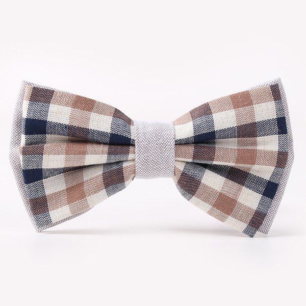 

Stylish Tartan Pattern Banquet Wedding Party Double-Deck Bow Tie, Deep gray