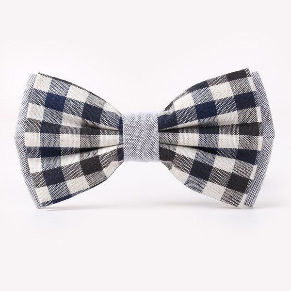 

Stylish Tartan Pattern Banquet Wedding Party Double-Deck Bow Tie, Black