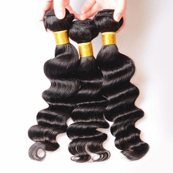 1 Pièce Jet Noir 7A Extension de Cheveux Tendance Brésilien Vierge Ondulée pour Femmes - Noir Profond 12INCH