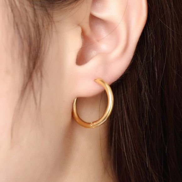 Paire de Mode Plaqué Or Moyen Hoop Boucles d'oreilles pour les femmes - d'or 