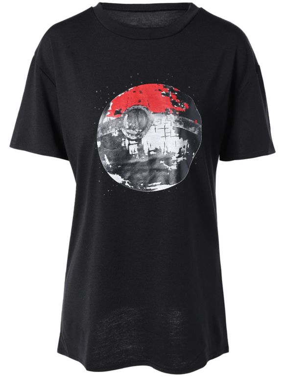 T-Shirt Casual Imprimer manches courtes - Noir 2XL
