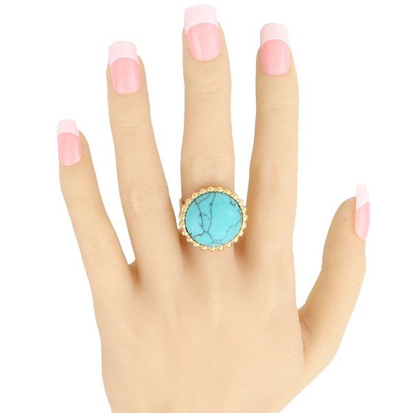 

Etched Edge Fake Gemstone Round Ring, Turquoise
