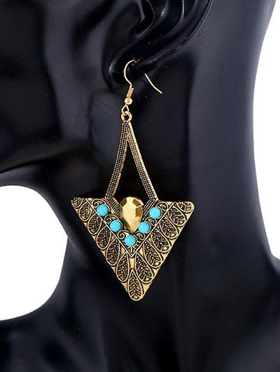 

Vintage Embossed Triangle Drop Earrings, Golden