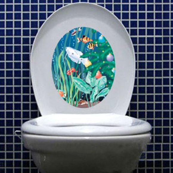 Cartoon Sea World Autocollants mignons toilettes muraux - multicolore 