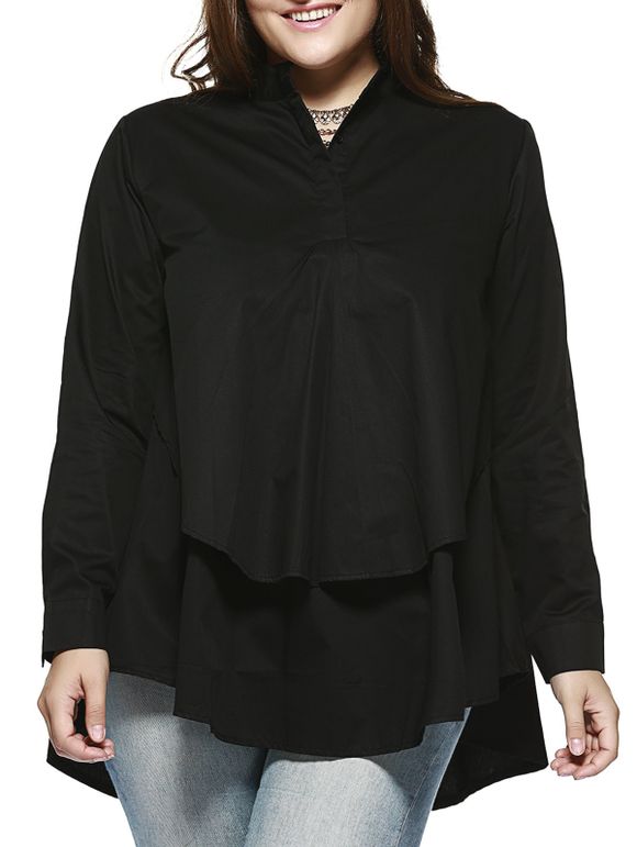 Chic Plus Size Double Couche asymétrique shirt - Noir 3XL