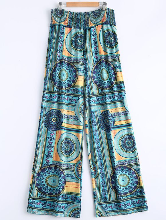Surdimensionnées Casual Pantalon large de motif vintage - Vert 6XL