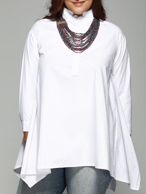 Trendy Plus Size pied de col asymétrique Shirt - Blanc 3XL